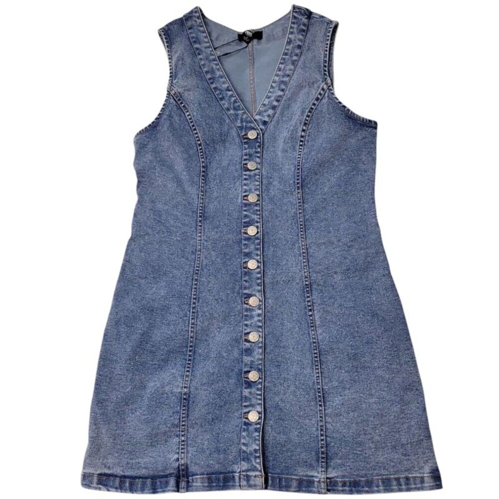 Frye Blue Denim Button-Front Sleeveless Dress